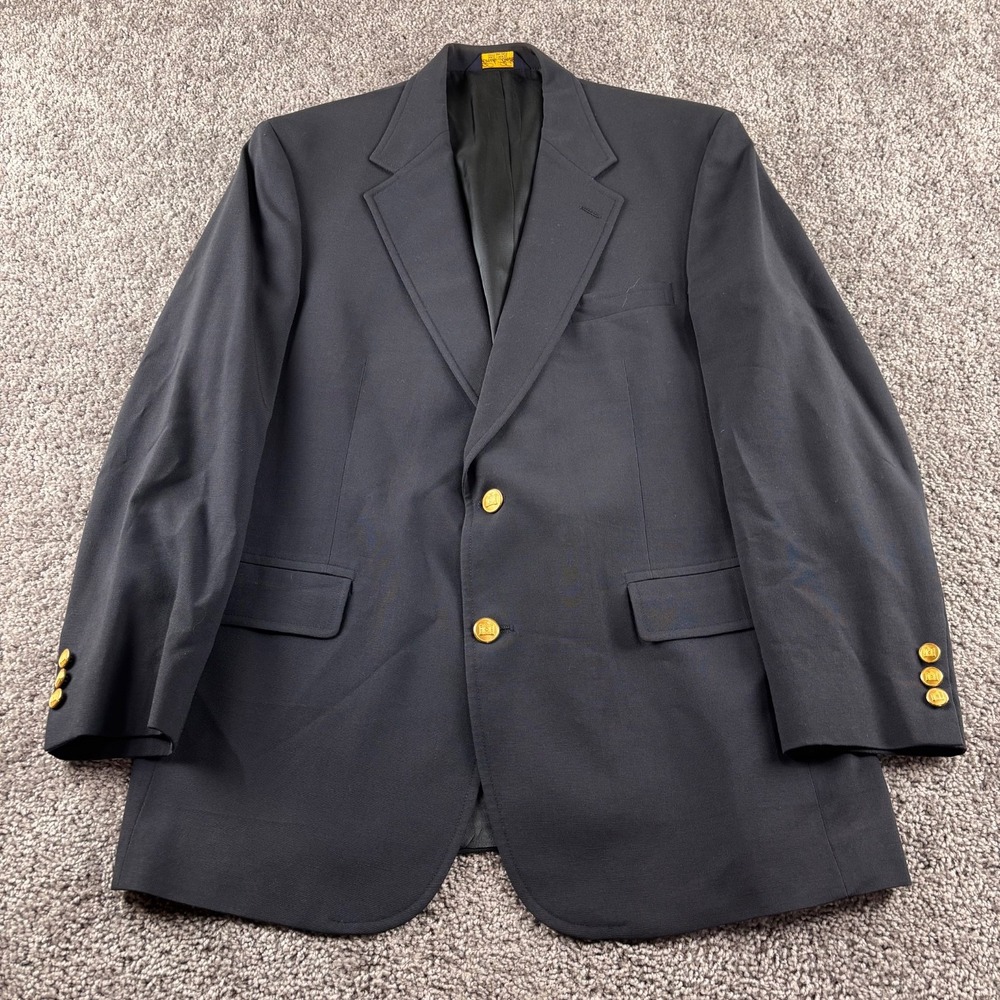 Brooks Brothers Blazer Jacket Mens 43R Navy Wool Gold Fleece Button Boat Captain